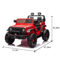 24V 2-Seater Kids Car with Parent Control, 4-Wheel Suspension, Bluetooth, USB, MP3, Ride-on Toys for Ages 3+, 47" L x 31.5" W x 32" H, Red(m-3)