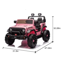 24V 2-Seater Kids Ride-On Car with Parent Control, 4-Wheel Suspension, USB, MP3, Bluetooth, Toy Car for Ages 3+, 47" L x 31.5" W x 32" H, Pink(m-3)