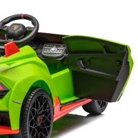 24V Lamborghini Huracan Sto Kids Electric Ride-On Drift Car with Speeds 1.86-5.59 MPH, Foam Front Wheels, and 360° Spin, for Ages 3-8, Green(m-14)