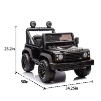 24V Licensed 2015 Land Rover Defender 90 Kids Ride-On Car with Parent Control, Ride on Toys with Adjustable Speeds for Ages 3-7, Black(m-3)