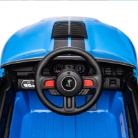 12V Ford Mustang Car with Remote Control, LED Lights, AUX/USB MP3, Safe Belt, Ride-On Car for Age 3+, 41.5" L x 25.5" W x 20" H, Blue(m-4)