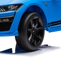 12V Ford Mustang Car with Remote Control, LED Lights, AUX/USB MP3, Safe Belt, Ride-On Car for Age 3+, 41.5" L x 25.5" W x 20" H, Blue(m-10)