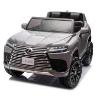 24V 2-Seater Licensed LEXUS LX600 Kids Ride-On Car with Parent Control, 4-Wheel Suspension, Bluetooth, MP3, Adjustable Speeds, Ages 3-7, Gray(m-12)