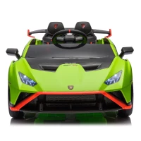 24V Lamborghini Huracan Sto Kids Electric Ride-On Drift Car with Speeds 1.86-5.59 MPH, Foam Front Wheels, and 360° Spin, for Ages 3-8, Green(m-1)