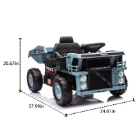 12V Kids Ride-On Dump Truck with Parent Control, Electric Dump Bed, Rear-Wheel Suspension, Bluetooth, Adjustable Speed, for Ages 3-5, Blue(m-3)