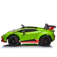 24V Lamborghini Huracan Sto Kids Electric Ride-On Drift Car with Speeds 1.86-5.59 MPH, Foam Front Wheels, and 360° Spin, for Ages 3-8, Green(m-18)