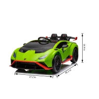 24V Lamborghini Huracan Sto Kids Electric Ride-On Drift Car with Speeds 1.86-5.59 MPH, Foam Front Wheels, and 360° Spin, for Ages 3-8, Green(m-3)