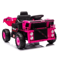 12V Kids Ride-On Dump Truck with Parent Control, Electric Dump Bed, Rear-Wheel Suspension, Bluetooth, Adjustable Speed, for Ages 3-5, Pink(m-2)