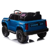24V 2-Seater Kids Ride-On Car with Remote Control, 4WD, USB & Bluetooth, Safety Belts, Electric Pickup for Ages 3+, 47" L x 31" W x 27.5" H, Blue(m-15)