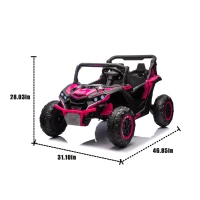 24V 2-Seater Kids Ride On UTV with Remote Control, 4-Wheel Suspension, Ride on Toys with Slow Start, Anti-Collision Bar, and Music, Pink(m-3)