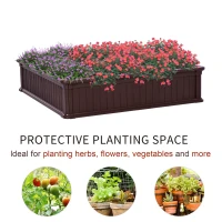 Outsunny 48" x 48" x 12" Raise Garden Bed Kit, Raised Planter Box, Above Ground Garden for Flowers, Herb, Vegetables with Easy Assembly, Brown(m-5)
