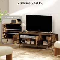 HOMCOM Modern TV Stand for up to 60" TV, TV Cabinet with Adjustable Shelves, Cable Management for Living Room, Rustic Brown(m-5)