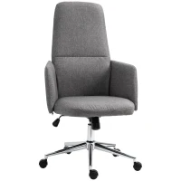 Vinsetto High Back Office Chair Breathable Fabric Computer Home Rocking Seat with Swivel Wheels, and Padded Arms, Grey(m-11)