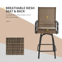 Outsunny 3 Piece Outdoor Patio Bar-Height Bar Set with Comfort Sling Fabric, Steel Frame, & Weather-Fighting, Brown(m-7)