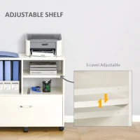 Vinsetto 29" File Cabinet, Office Storage Organizer with 4 Shelves, Wheels and Bottom Drawer for Legal and Letter Sized Files, White(m-6)