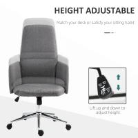 Vinsetto High Back Office Chair Breathable Fabric Computer Home Rocking Seat with Swivel Wheels, and Padded Arms, Grey(m-4)