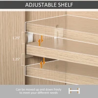kleankin 36" x 24" Triple Door LED Bathroom Mirror Medicine Cabinet with Adjustable Shelf - White Oak(m-6)