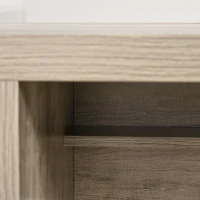 HOMCOM Rectangle Computer Desk with Thick Board and Display Shelves for Home Office Table Workstation, Natural Wood(m-9)