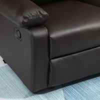 HOMCOM Modern Manual Recliner 2 Seater Sofa Reclining Loveseat with PU Leather Upholstery, Side Handles and Footrest, Brown(m-8)