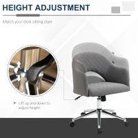 Vinsetto Mid Back Home Office Chair, Computer Desk Chair with Adjustable Height and Padded Seat, Grey(m-4)