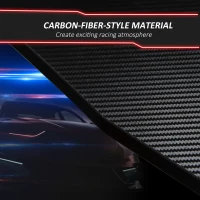 HOMCOM Racing Gaming Desk Carbon Fiber Style Computer Table with Elevated Monitor Shelf, Headphone Hook and Cup Holder, Black(m-5)