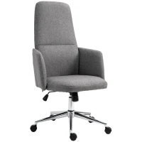Vinsetto High Back Office Chair Breathable Fabric Computer Home Rocking Seat with Swivel Wheels, and Padded Arms, Grey(m-1)