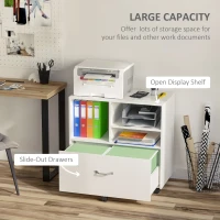 Vinsetto 29" File Cabinet, Office Storage Organizer with 4 Shelves, Wheels and Bottom Drawer for Legal and Letter Sized Files, White(m-4)
