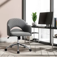 Vinsetto Mid Back Home Office Chair, Computer Desk Chair with Adjustable Height and Padded Seat, Grey(m-10)