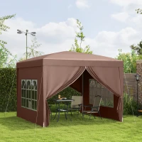 Outsunny 10’ x 10’ Pop Up Gazebo Canopy Party Tent with Sidewalls and Storage Bag(m-9)