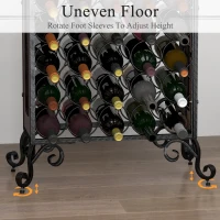 HOMCOM 25 Bottle Horizontal Free Standing Wine Rack Stand Wood and Metal - Black(m-6)