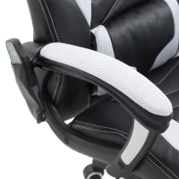 HOMCOM 6 Vibrating Point Massage Computer Gaming Chair 5 Modes, Racing Style Heated Desk Chair Swivel Rolling Chair with Headrest, White / Black(m-9)