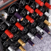 HOMCOM 25 Bottle Horizontal Free Standing Wine Rack Stand Wood and Metal - Black(m-7)