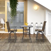 Outsunny 3 Piece Outdoor Patio Bar-Height Bar Set with Comfort Sling Fabric, Steel Frame, & Weather-Fighting, Brown(m-2)