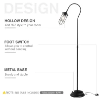 HOMCOM 61.75" Vintage Floor Lamp Standing Lamp With Rotatable Lampshade E26 Socket Pin Steel Living Room, Black(m-4)