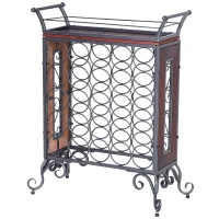 HOMCOM 25 Bottle Horizontal Free Standing Wine Rack Stand Wood and Metal - Black(m-11)