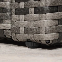 Outsunny 6 Pieces Wicker Patio Furniture Set with Cushions, 7-Seater Rattan Patio Sofa Set with Storage Table, Navy Blue(m-10)