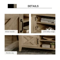 HOMCOM Farmhouse Coffee Table with Enclosed Storage Cabinet and Adjustable Open Shelves for Living Room, Oak(m-6)