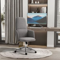 Vinsetto High Back Office Chair Breathable Fabric Computer Home Rocking Seat with Swivel Wheels, and Padded Arms, Grey(m-2)