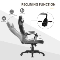 HOMCOM 6 Vibrating Point Massage Computer Gaming Chair 5 Modes, Racing Style Heated Desk Chair Swivel Rolling Chair with Headrest, White / Black(m-7)