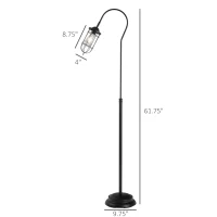 HOMCOM 61.75" Vintage Floor Lamp Standing Lamp With Rotatable Lampshade E26 Socket Pin Steel Living Room, Black(m-3)