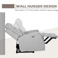 HOMCOM Electric Power Recliner, Wall Hugger Armchair with USB Charging Station, Sofa Recliner with Linen Upholstered Seat and Retractable Footrest, Gray(m-5)