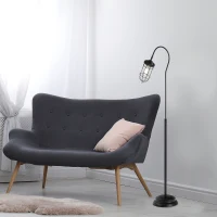 HOMCOM 61.75" Vintage Floor Lamp Standing Lamp With Rotatable Lampshade E26 Socket Pin Steel Living Room, Black(m-10)