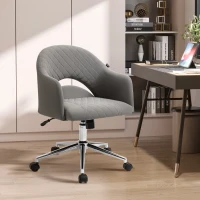 Vinsetto Mid Back Home Office Chair, Computer Desk Chair with Adjustable Height and Padded Seat, Grey(m-2)