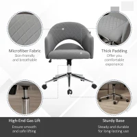 Vinsetto Mid Back Home Office Chair, Computer Desk Chair with Adjustable Height and Padded Seat, Grey(m-7)