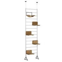 PawHut 107.5" Floor-to-Ceiling Cat Tree Height Adjustable Climbing Tower, Kitten Activity Center with Hammock and 4 Platforms(m-1)