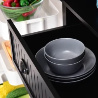 HOMCOM 72" Kitchen Pantry Storage Cabinet, Cupboard with 4 Doors and 3 Adjustable Shelves, Large Central Drawer, Black(m-8)