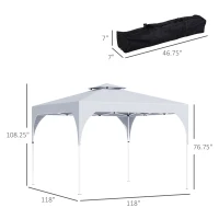 10' x 10' Easy Pop-Up Canopy Party Tent  Canopy Shelter with 2-tier Roof - White(m-3)