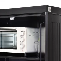 HOMCOM 72" Kitchen Pantry Storage Cabinet, Cupboard with 4 Doors and 3 Adjustable Shelves, Large Central Drawer, Black(m-9)