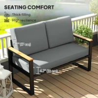 Outsunny 2 Seater 5" Thick Outdoor Seat Cushions with 7" Backrest, Loveseat Outdoor Furniture Cushions, Fade-Resistant Replacement Patio Cushions for Indoor Outdoor, Light Grey(m-4)
