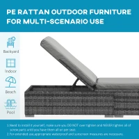 Outsunny Wicker Outdoor Lounge Chair, Patio Lounge Chair with 5-Level Adjustable Backrest & Cushion for Poolside, Mixed Grey(m-7)